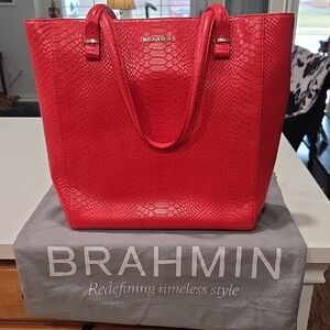 Brahmin Red Textured Satchel